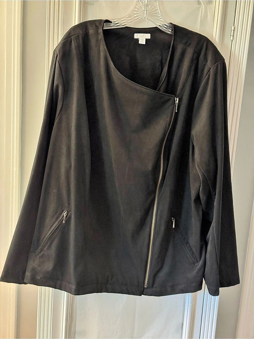 J.Jill Black Faux Suede Moto Jacket Size 3X